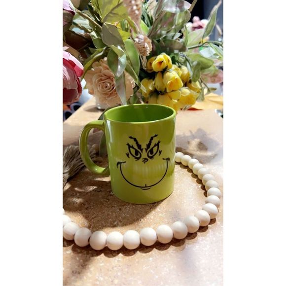 None Other - Grinch Face Laser Etched 12 oz Green Ceramic Mug
